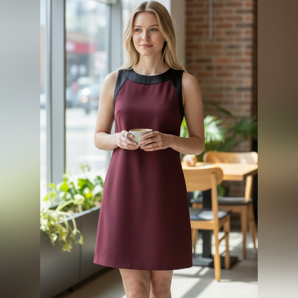Biancoghiaccio Burgundy and Black Sleeveless Dress